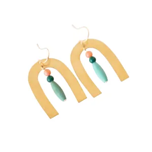 U-Shaped Gemstone Earrings - Coral