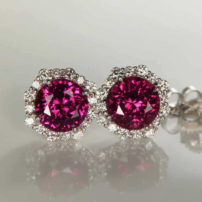Umbalite Garnet with Diamonds Around Earrings 3.23cts