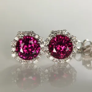 Umbalite Garnet with Diamonds Around Earrings 3.23cts