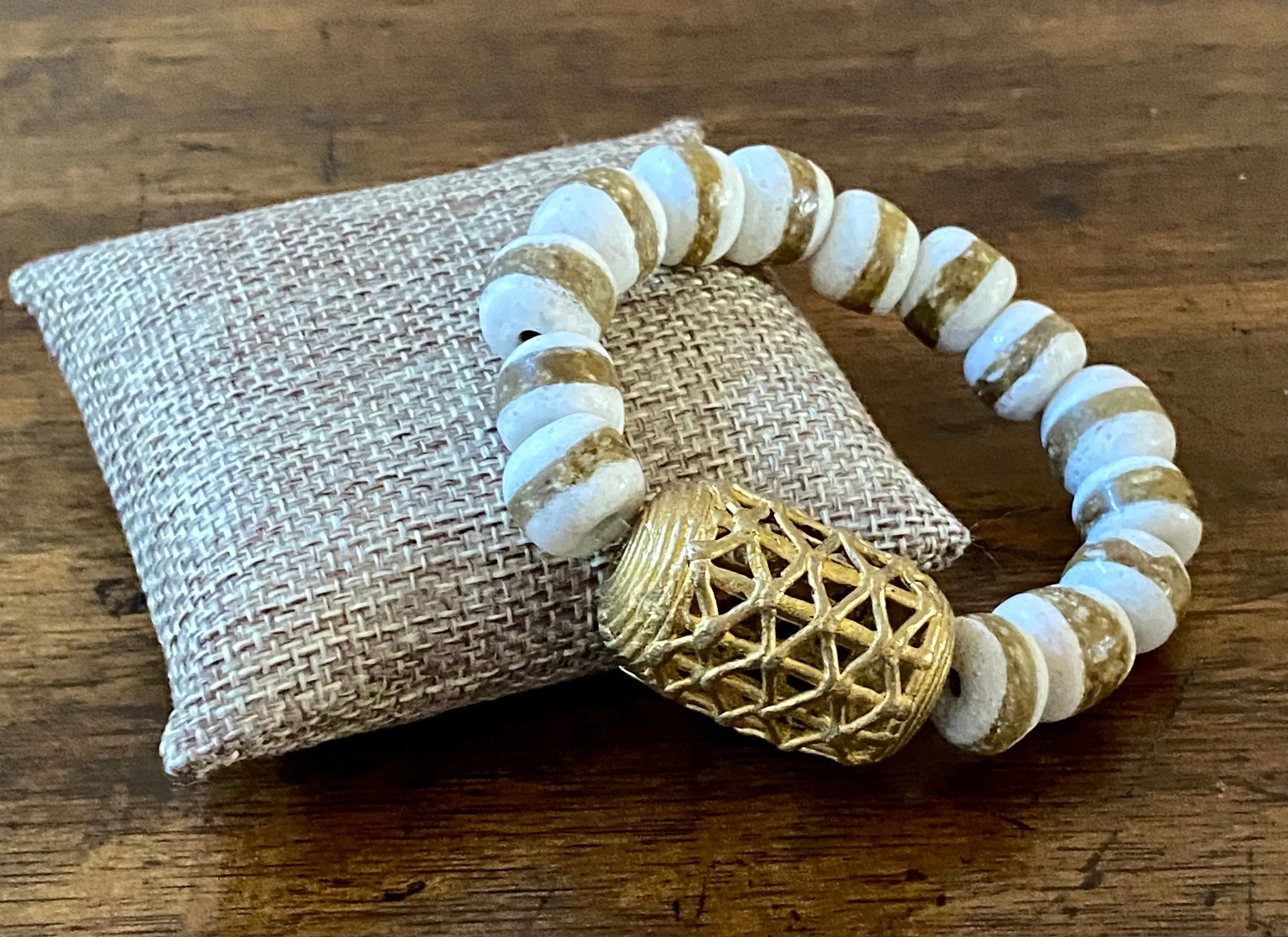 Unisex Chunky Kente Krobo Bead Statement Bracelet