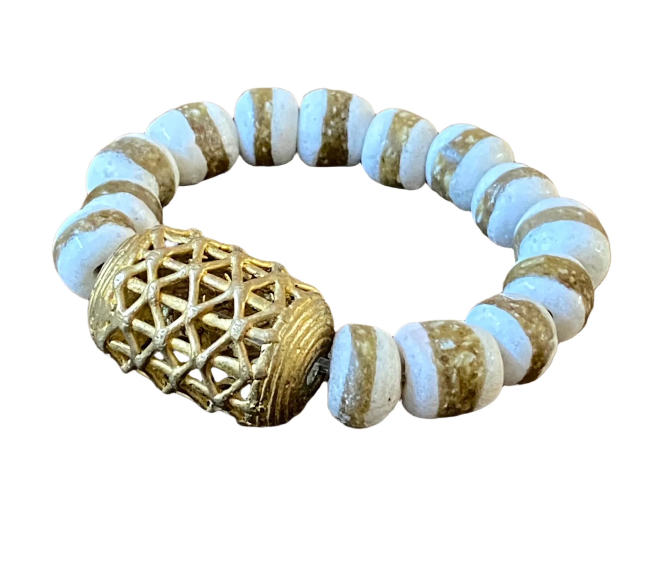 Unisex Chunky Kente Krobo Bead Statement Bracelet