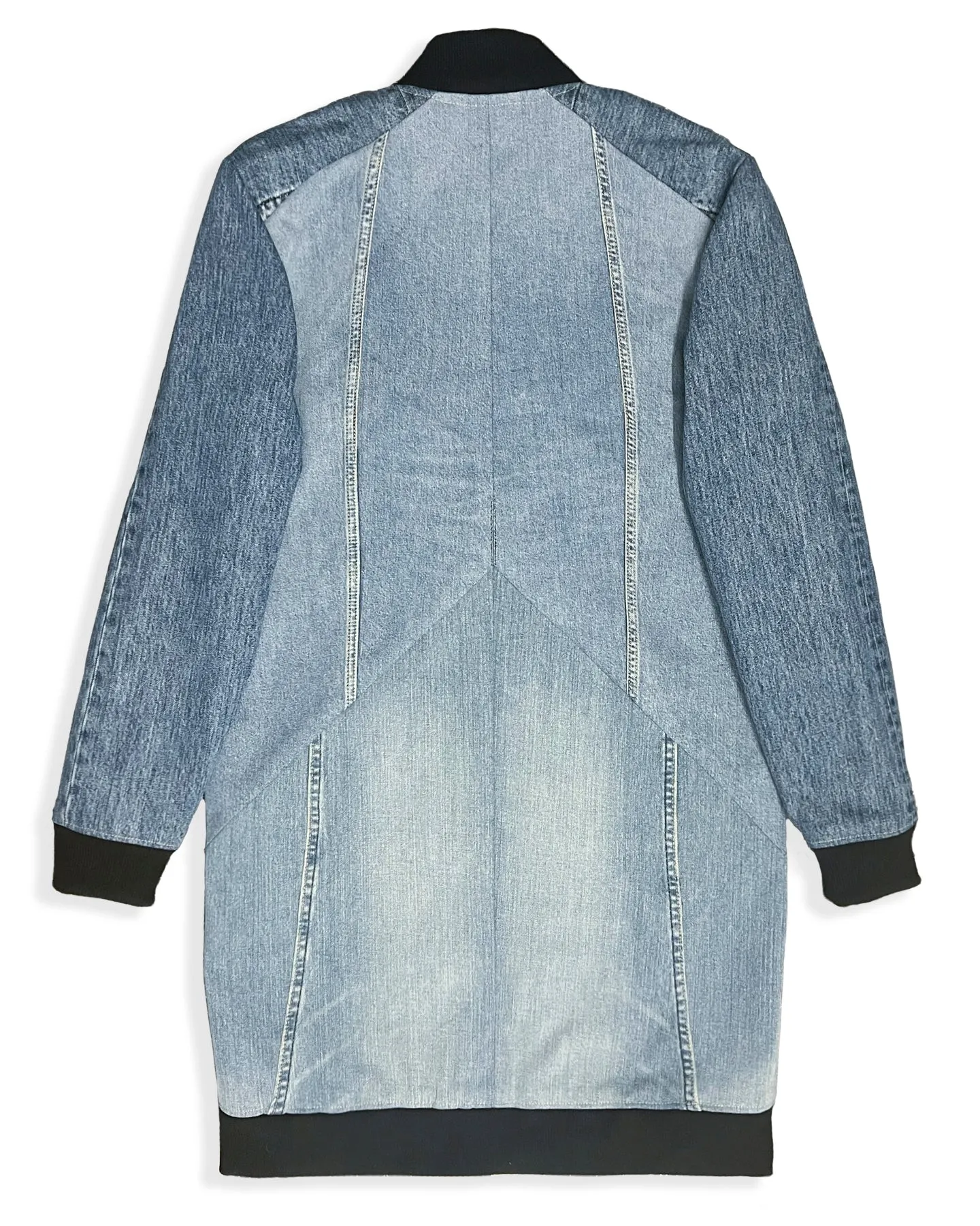 Upcycled LONG Denim Bomber Jacket (MADE TO ORDER)