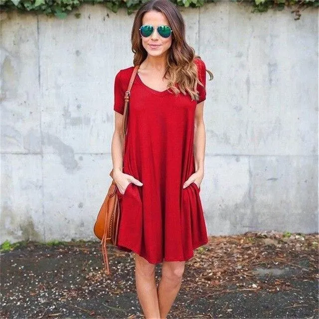V Neck Tee Shirt Dress