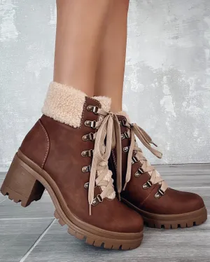 Vail Fur Lace Boots - Dark