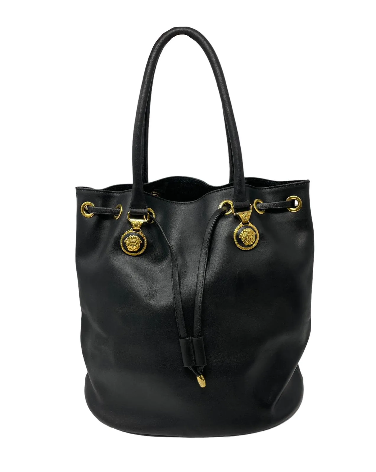 Versace Black Logo Bucket Bag