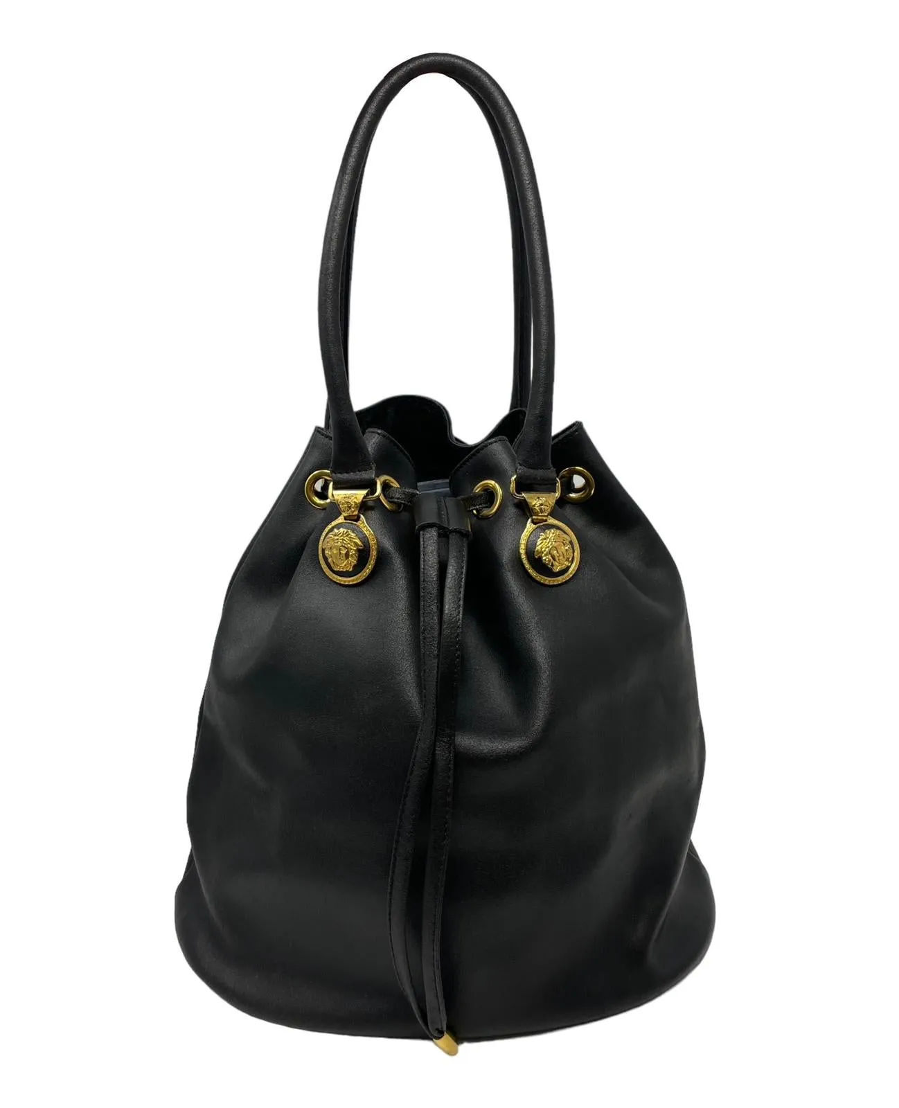 Versace Black Logo Bucket Bag