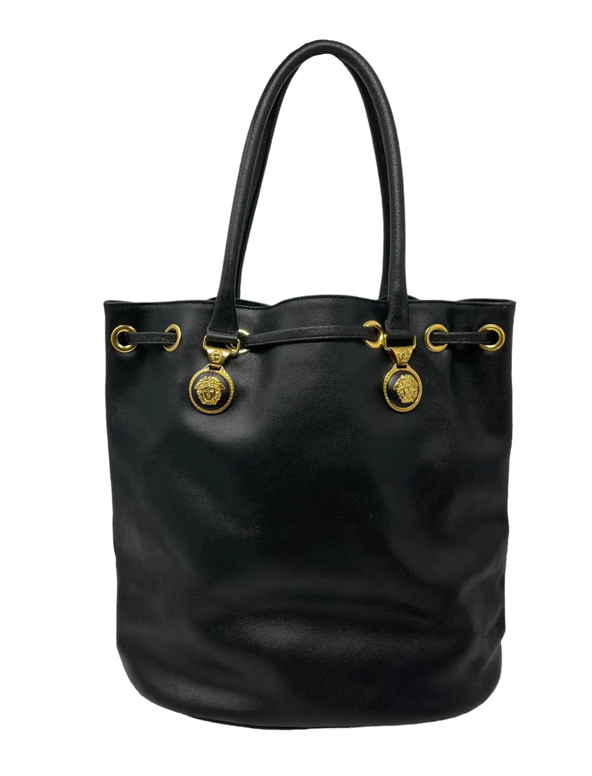 Versace Black Logo Bucket Bag