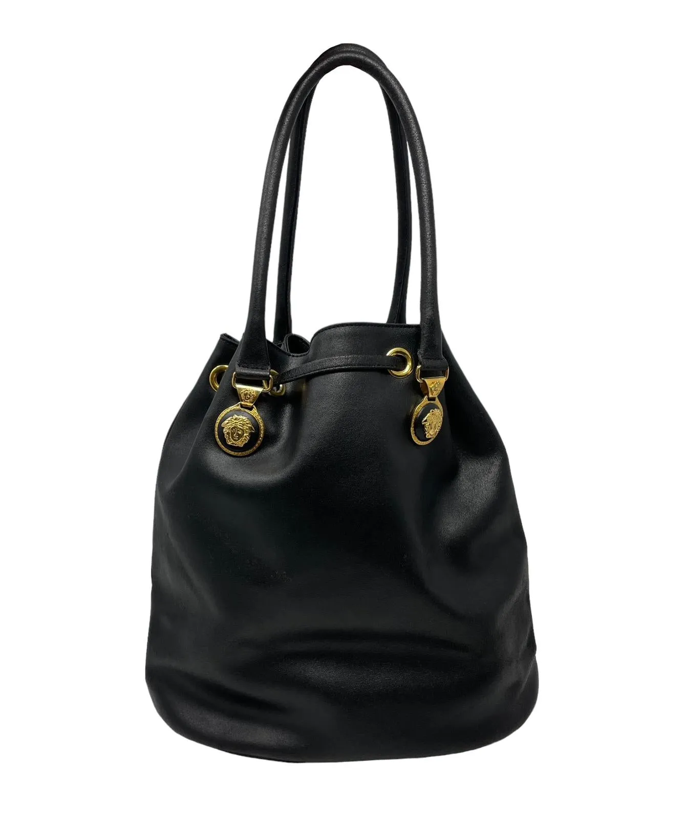 Versace Black Logo Bucket Bag