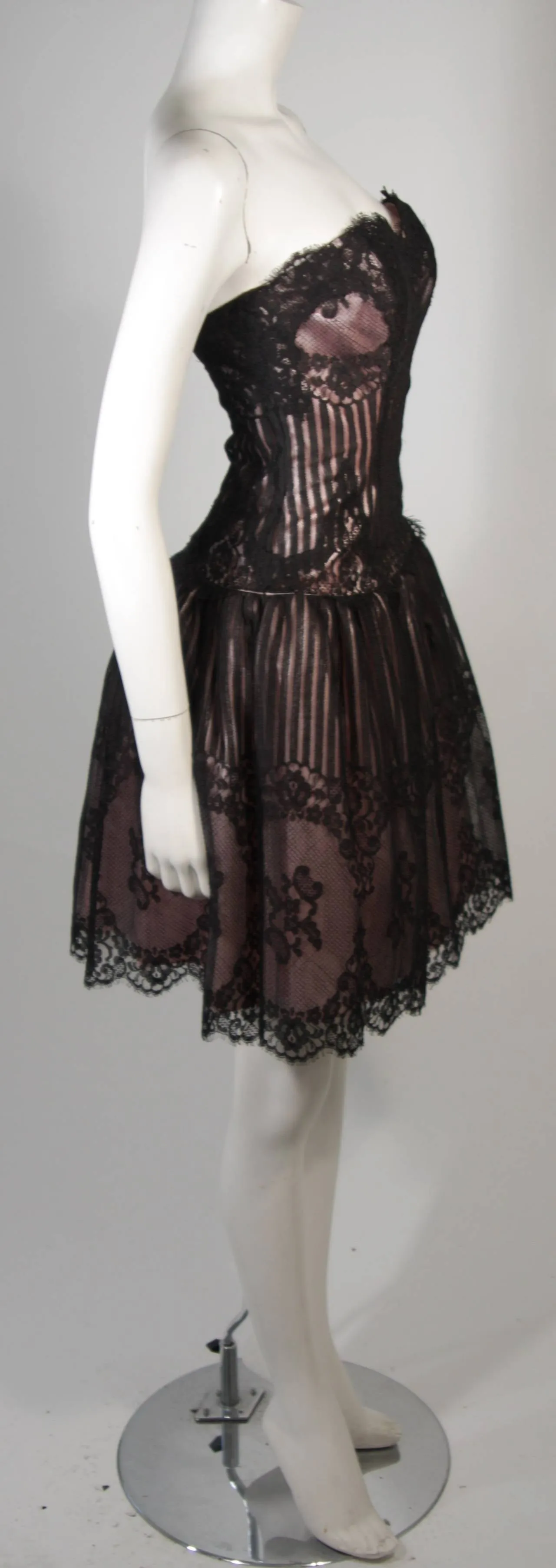 VICTOR COSTA Black with Metallic Accents Cocktail Dress Size 4