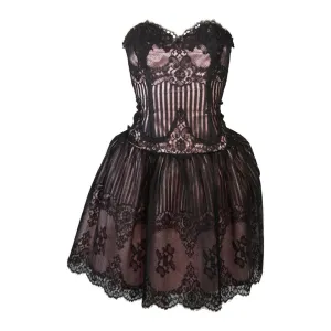 VICTOR COSTA Black with Metallic Accents Cocktail Dress Size 4