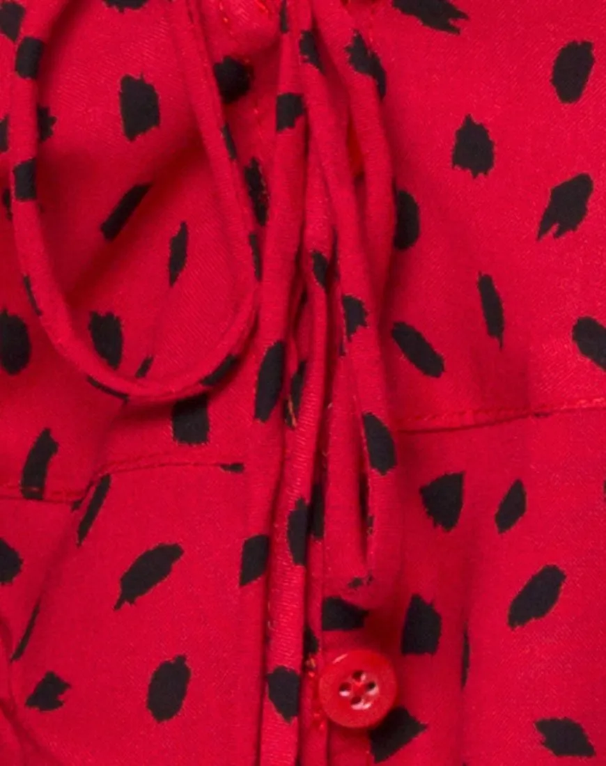 Vinequa Top in Mini Diana Dot Red and Black