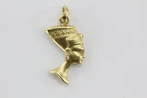 Vintage 14K Gold Egyptian Bust of Queen Nefertiti Charm Pendant