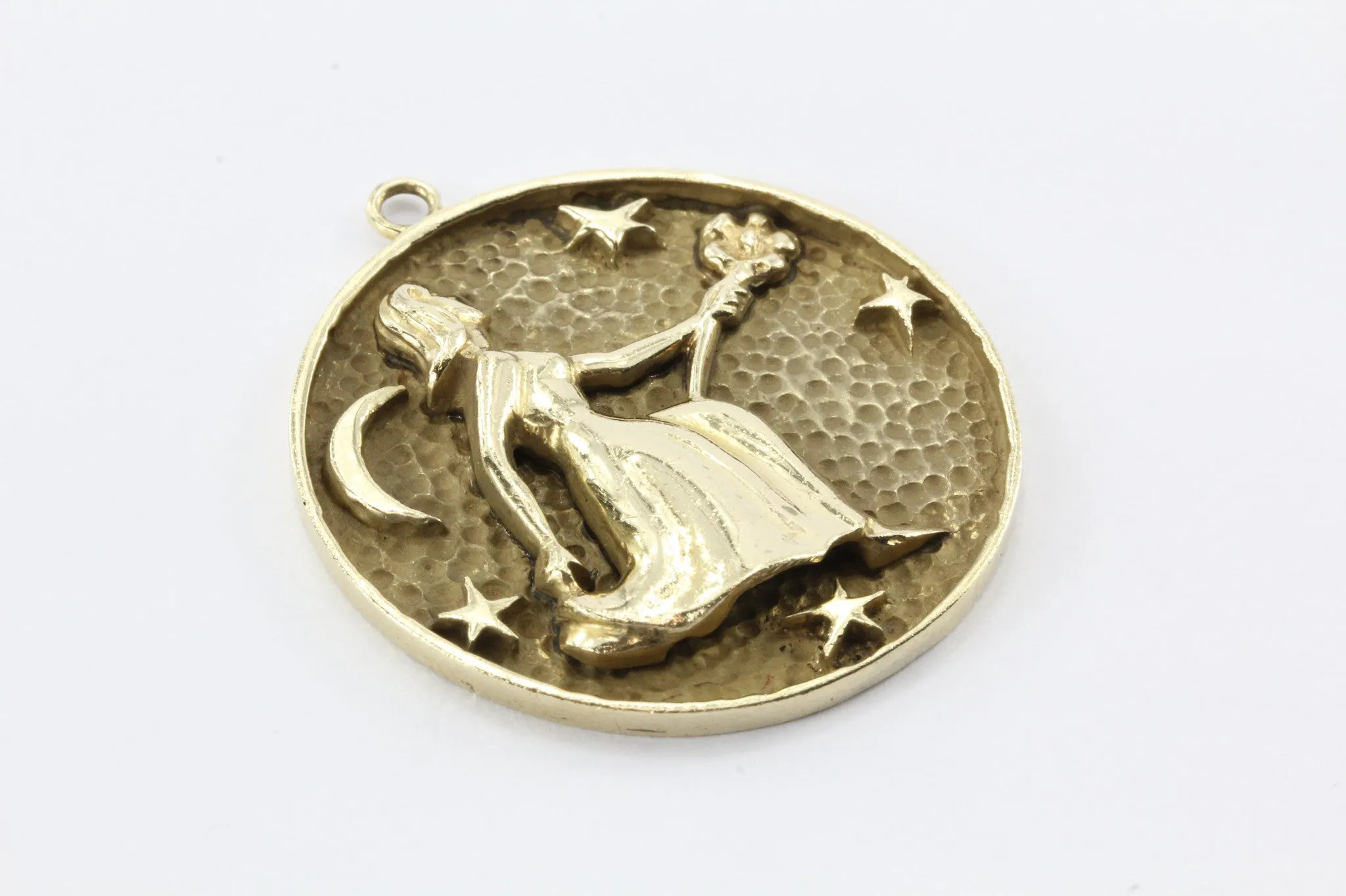 Vintage 14K Gold Virgo Queen of the Night Pendant Charm