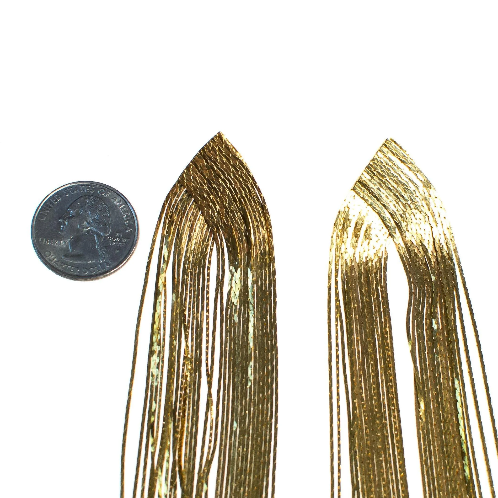 Vintage 1970s Gold Tone Waterfall Tassel Chandelier Dangle Statement Earrings, Posts