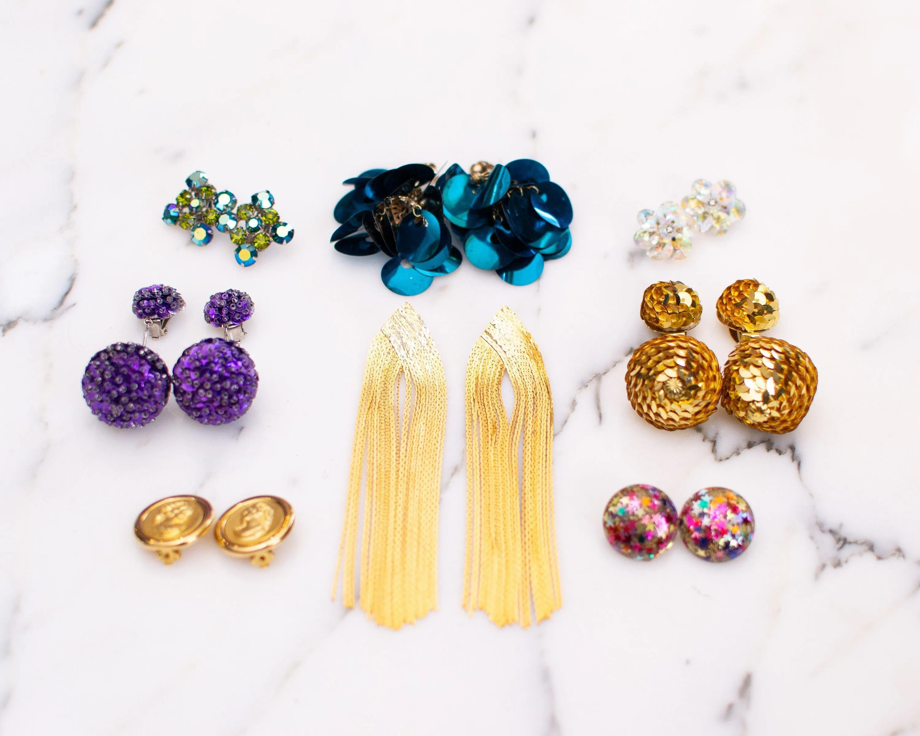 Vintage 1970s Gold Tone Waterfall Tassel Chandelier Dangle Statement Earrings, Posts