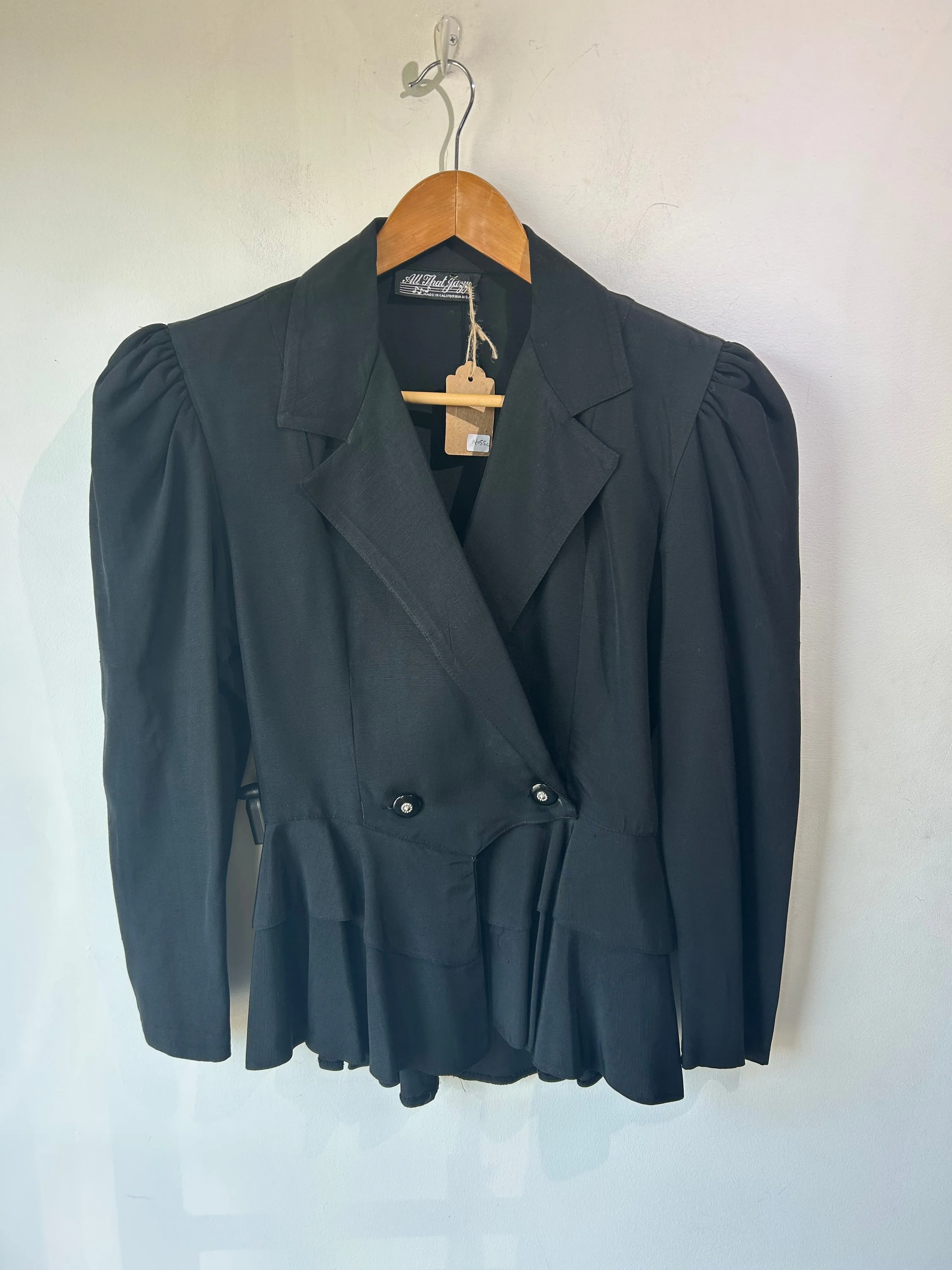 Vintage All That Jazz Black Ruffle Blazer