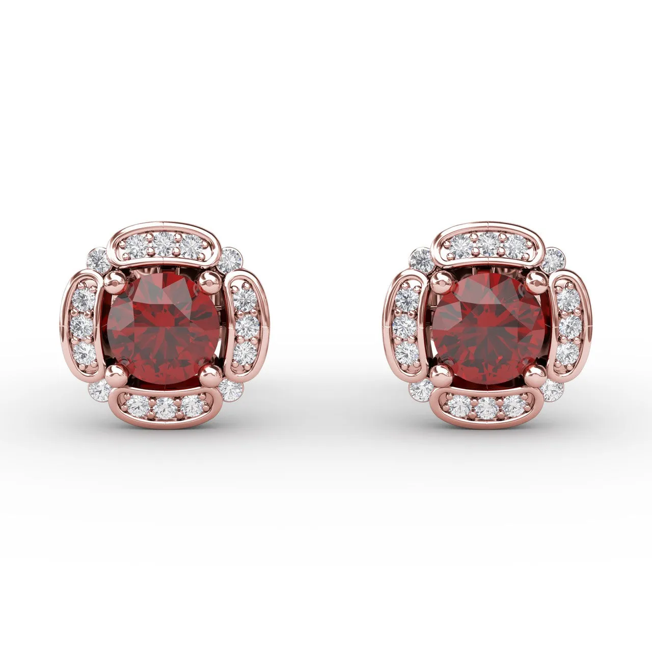 Vintage Channel Setting Stud Earrings