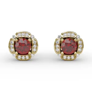 Vintage Channel Setting Stud Earrings