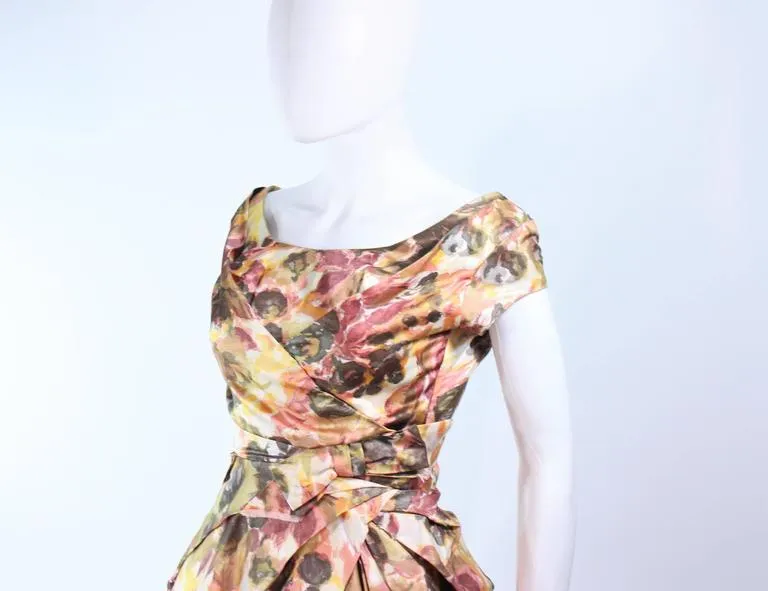 VINTAGE Circa 1950s Custom Black & White Silk Cocktail Dress Size 2