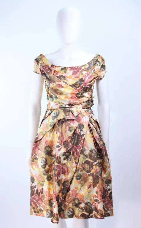 VINTAGE Circa 1950s Custom Black & White Silk Cocktail Dress Size 2
