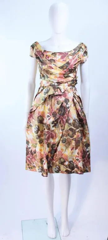 VINTAGE Circa 1950s Custom Black & White Silk Cocktail Dress Size 2