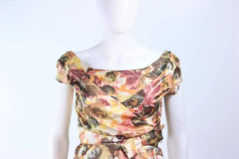 VINTAGE Circa 1950s Custom Black & White Silk Cocktail Dress Size 2
