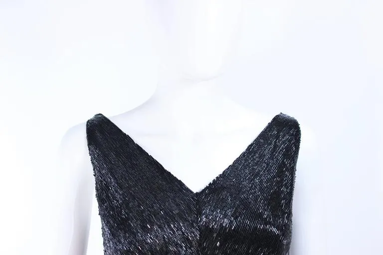 VINTAGE Circa 1960s Black Silk Chiffon Cocktail Dress Size 6