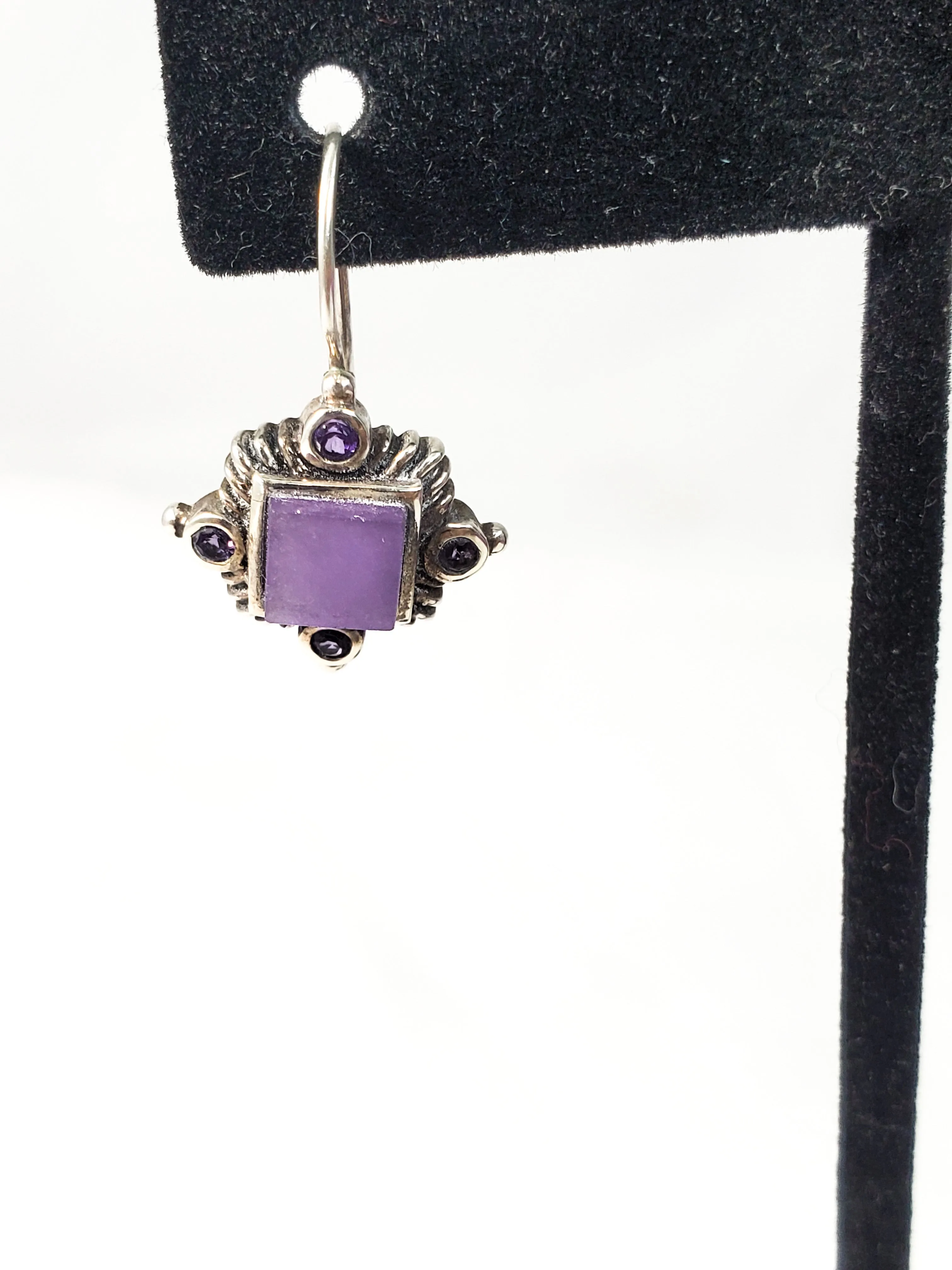Vintage CNA purple stone sterling silver drop earrings