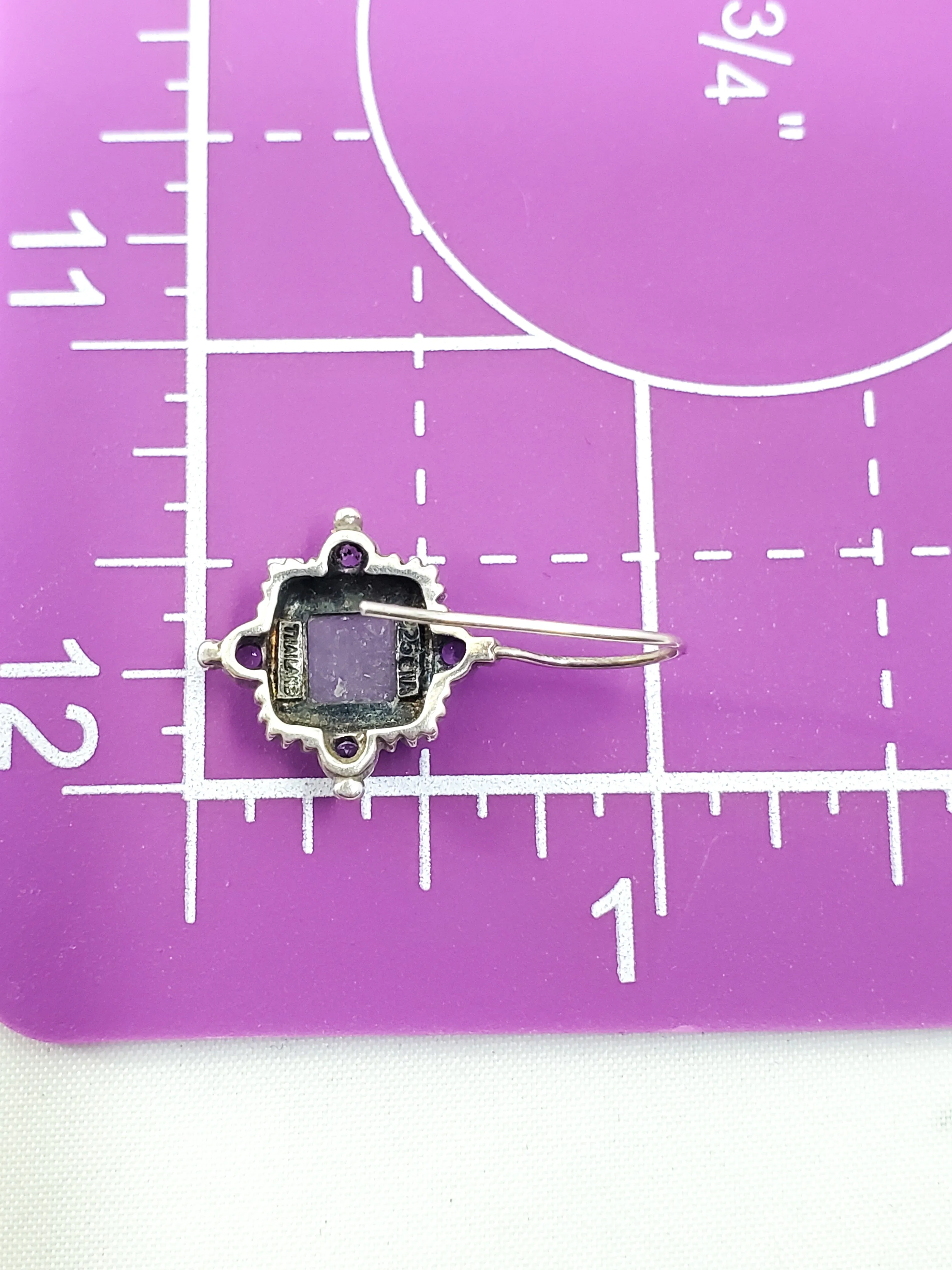 Vintage CNA purple stone sterling silver drop earrings