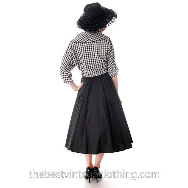 Vintage Linen Short Jacket Black And White Plaid 1950s 34 Bust