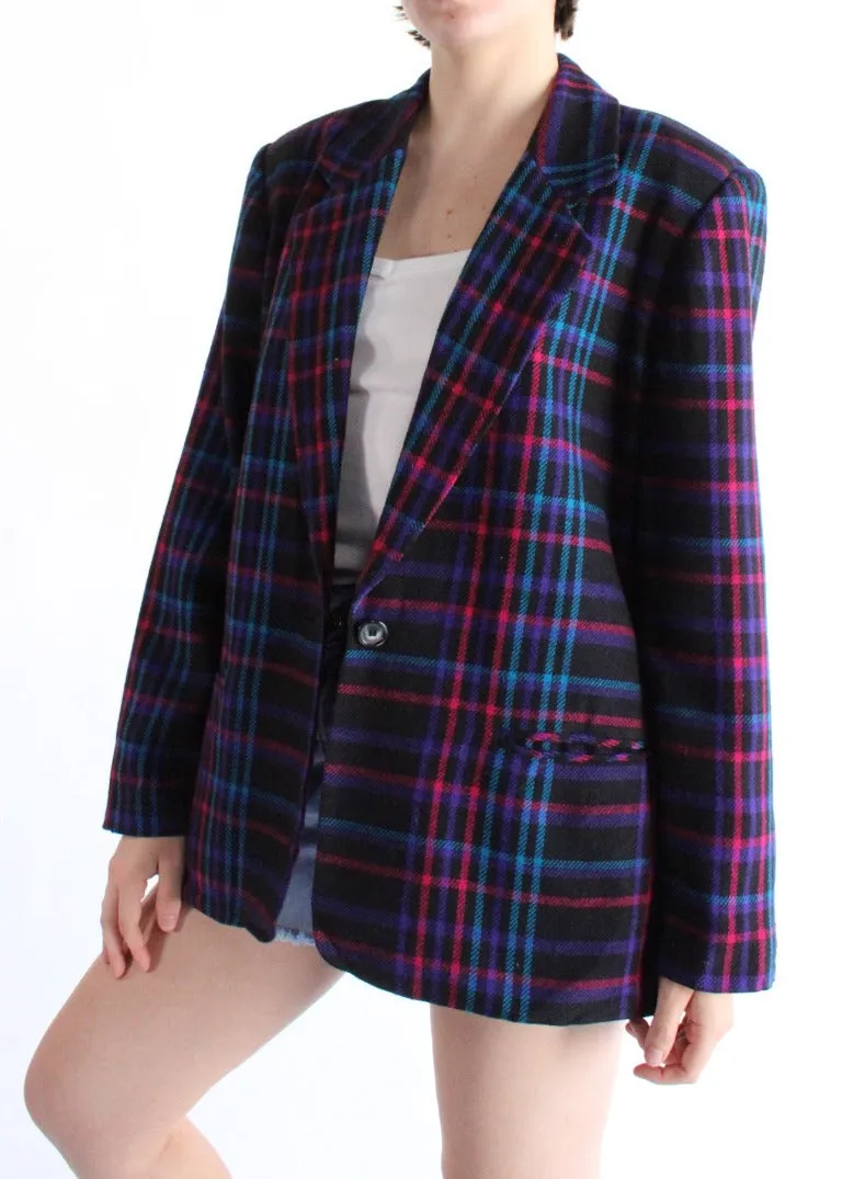 Vintage Plaid Blazer S0379