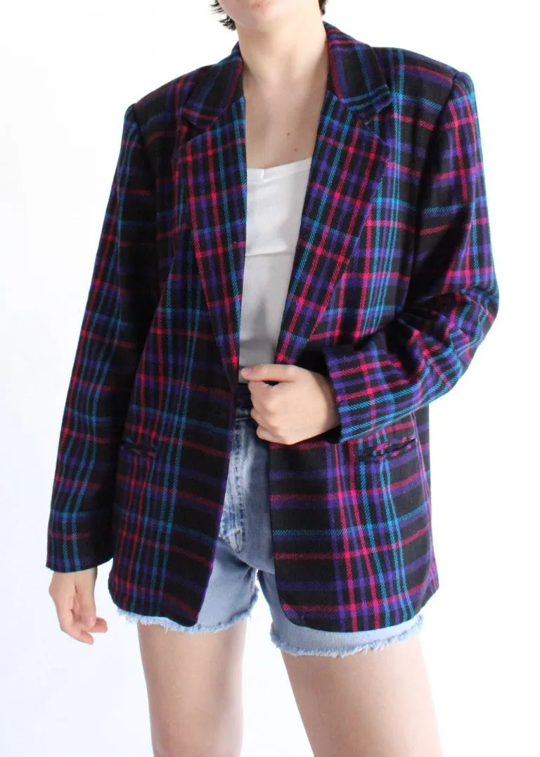 Vintage Plaid Blazer S0379