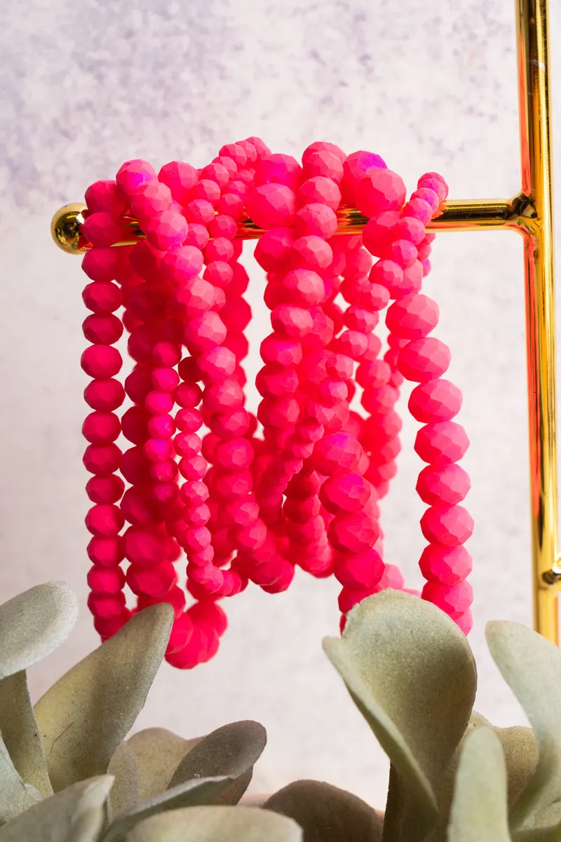 Vista Neon Pink Vivienne Beaded Bracelet Set