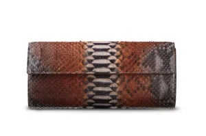 W. Kleinberg - Python Classic Clutch w Strap - Matte Mink Multi