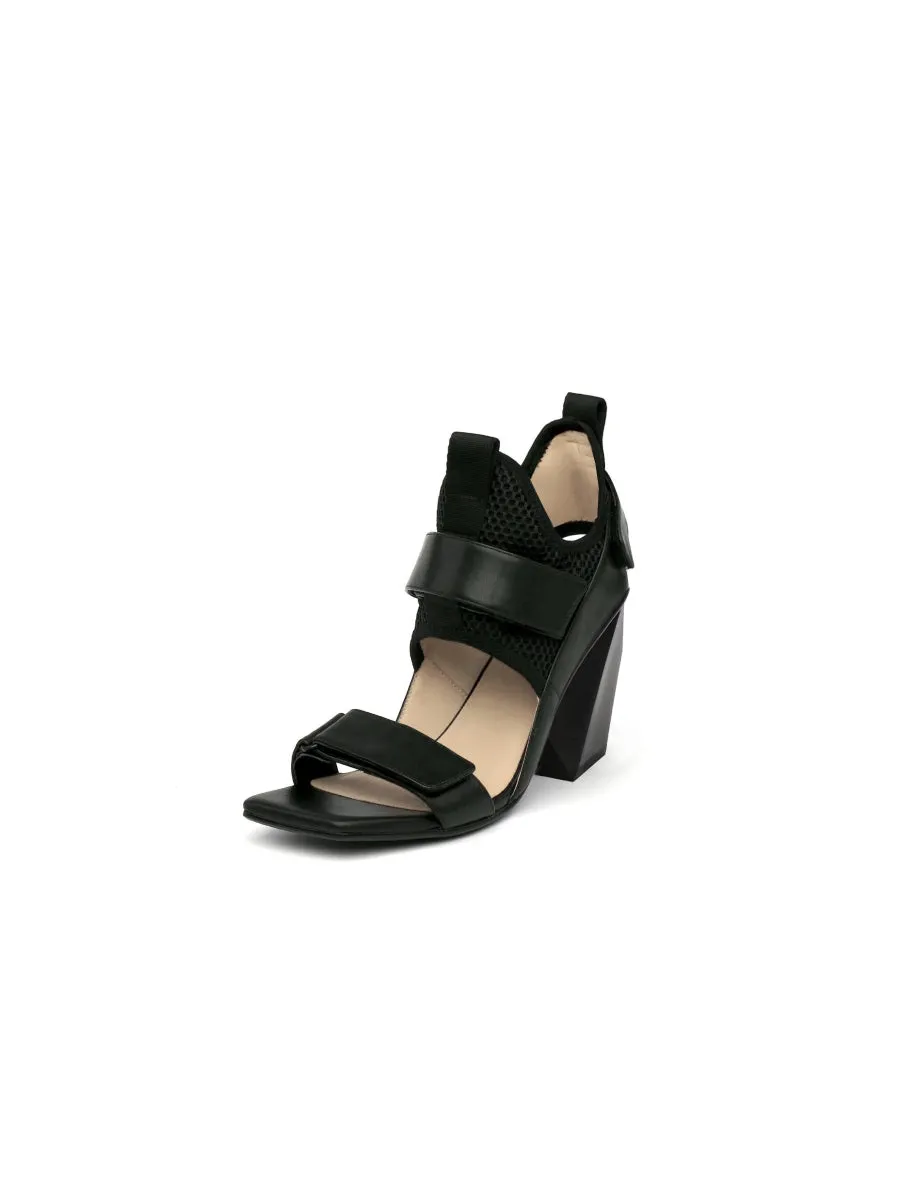 Warrior Lady Black Geometry Heel Sandal
