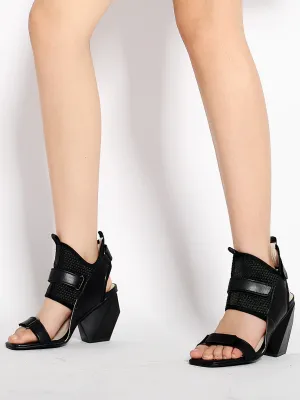 Warrior Lady Black Geometry Heel Sandal