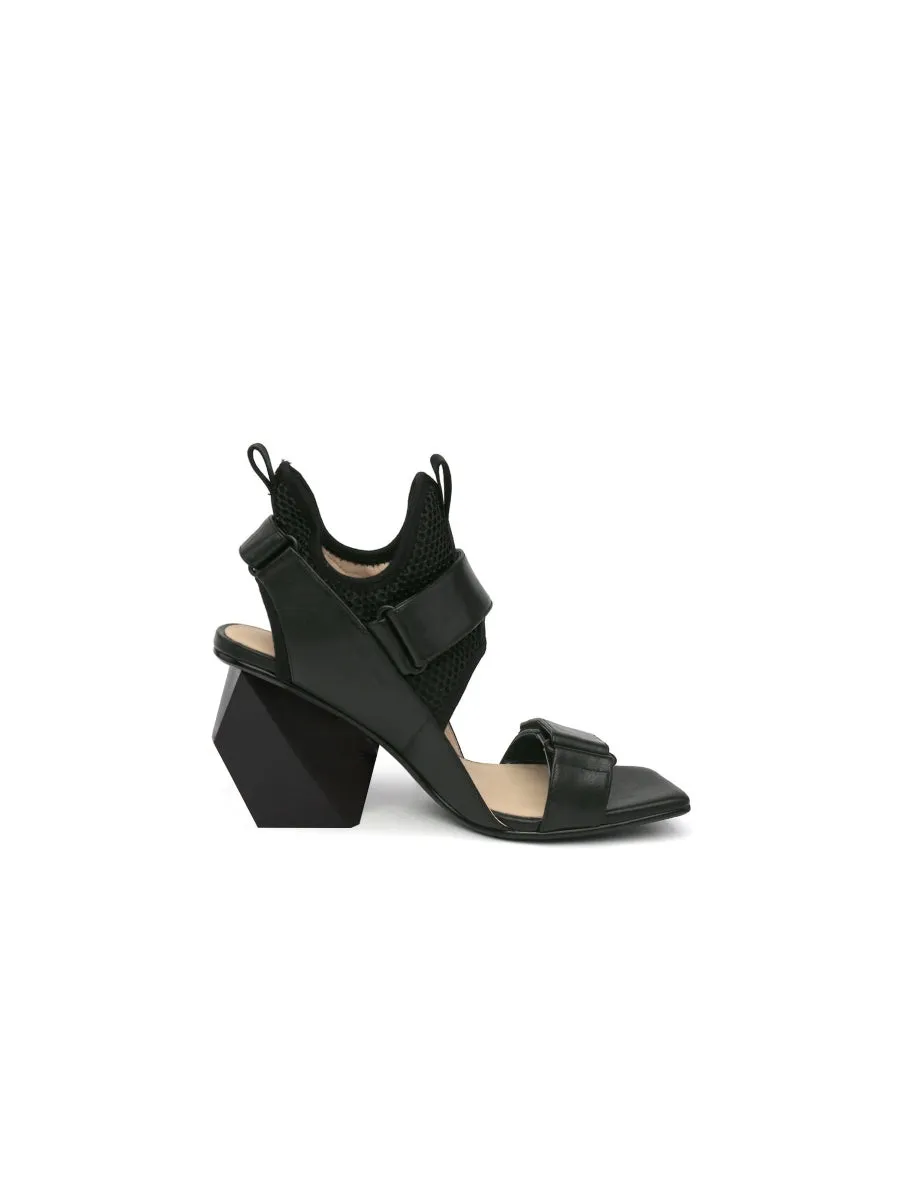 Warrior Lady Black Geometry Heel Sandal