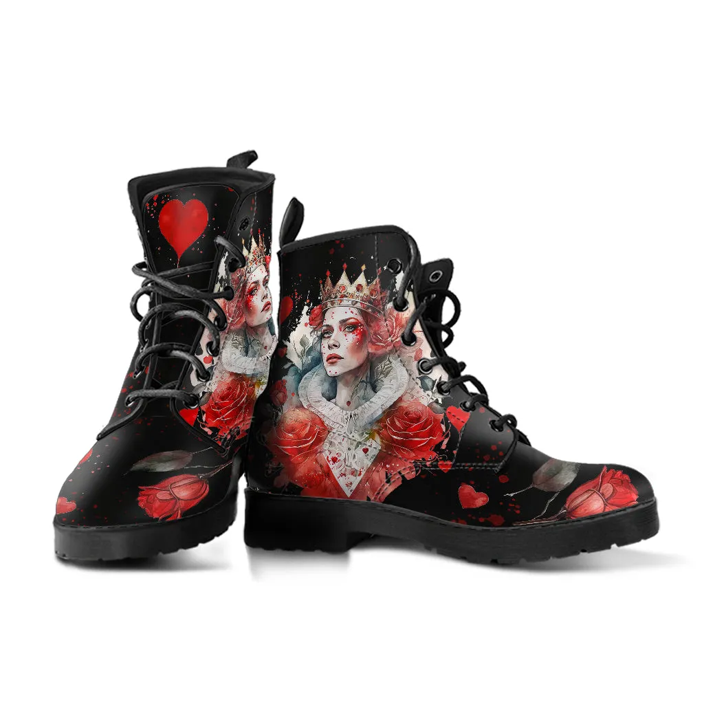 Watercolor Queen of Hearts Ankle Boots