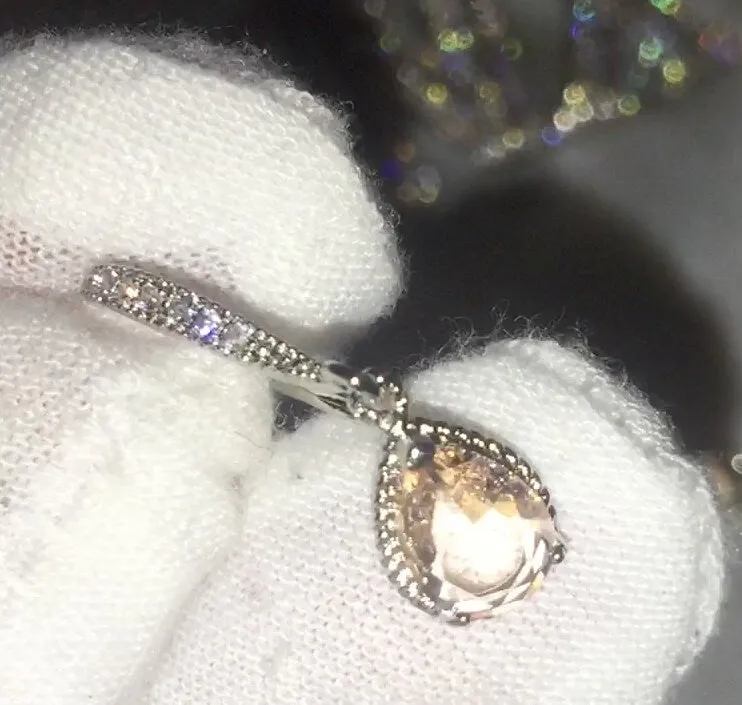 Wedding Earrings | Teardrop Earrings | Diamond Earrings | Champagne Diamond Earrings | Womens Diamond Earrings | Earrings | Bridal Earrings