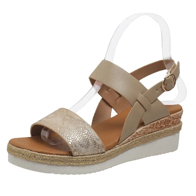 Wedge Sandles for Women  Summer Snake Print Platform Sandals Woman Lightweight Non Slip Beach Sandalias De Mujer Plus Size
