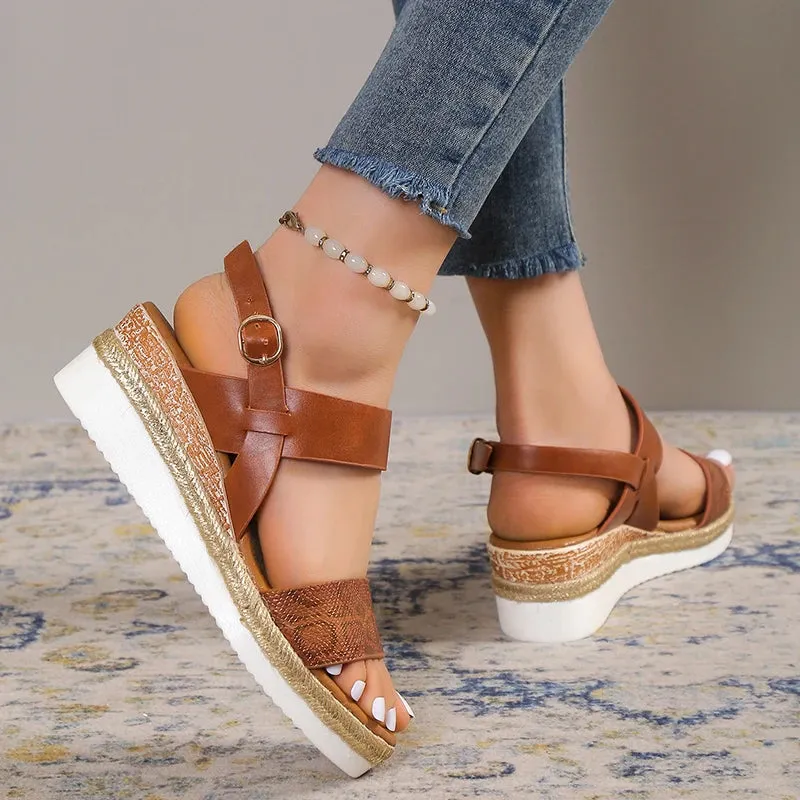 Wedge Sandles for Women  Summer Snake Print Platform Sandals Woman Lightweight Non Slip Beach Sandalias De Mujer Plus Size