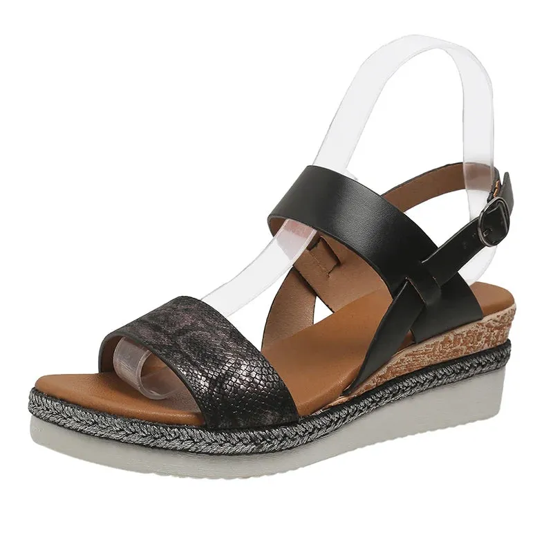 Wedge Sandles for Women  Summer Snake Print Platform Sandals Woman Lightweight Non Slip Beach Sandalias De Mujer Plus Size