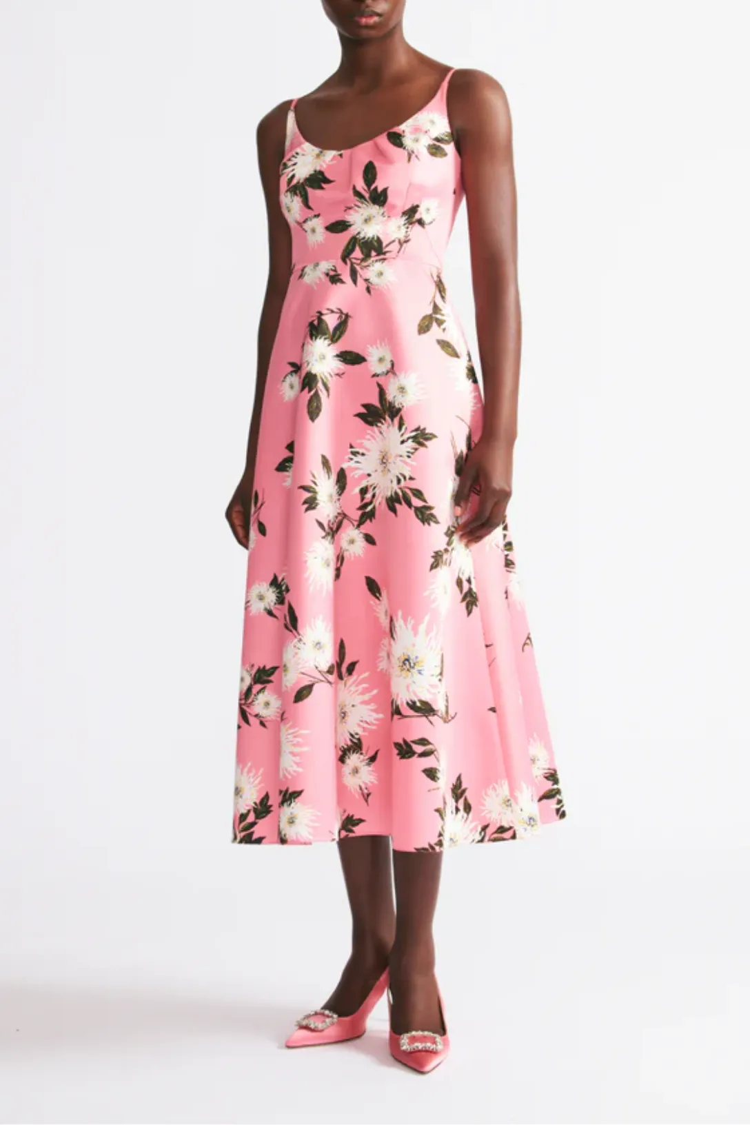Wenna Taffeta Faille Dress | Pink Dahlia Floral