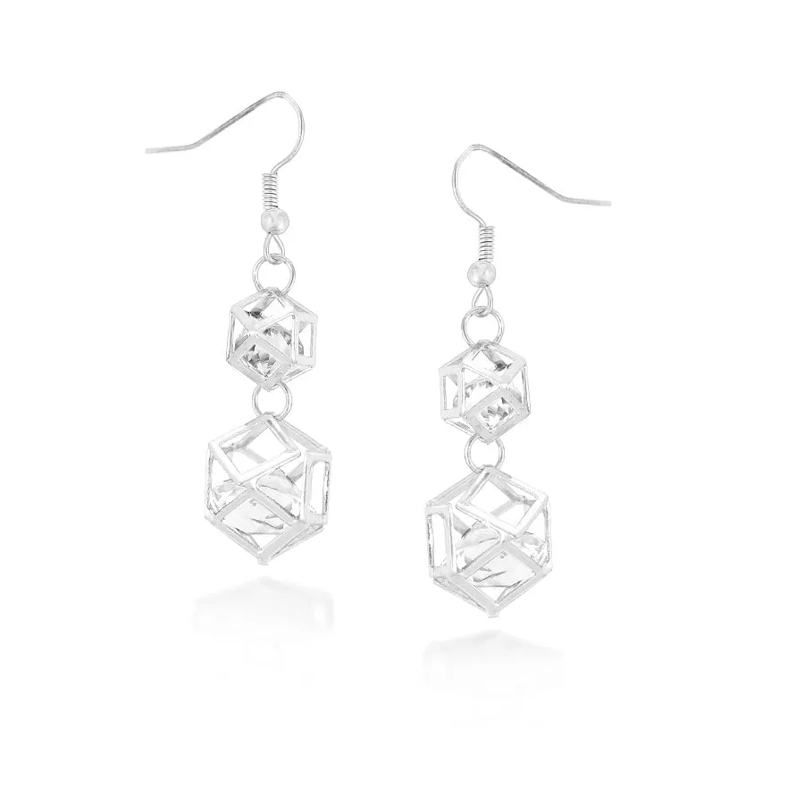 WHITE CRYSTAL GOLD DROP  EARRINGS #SWR-CP3035SIL (AD19)