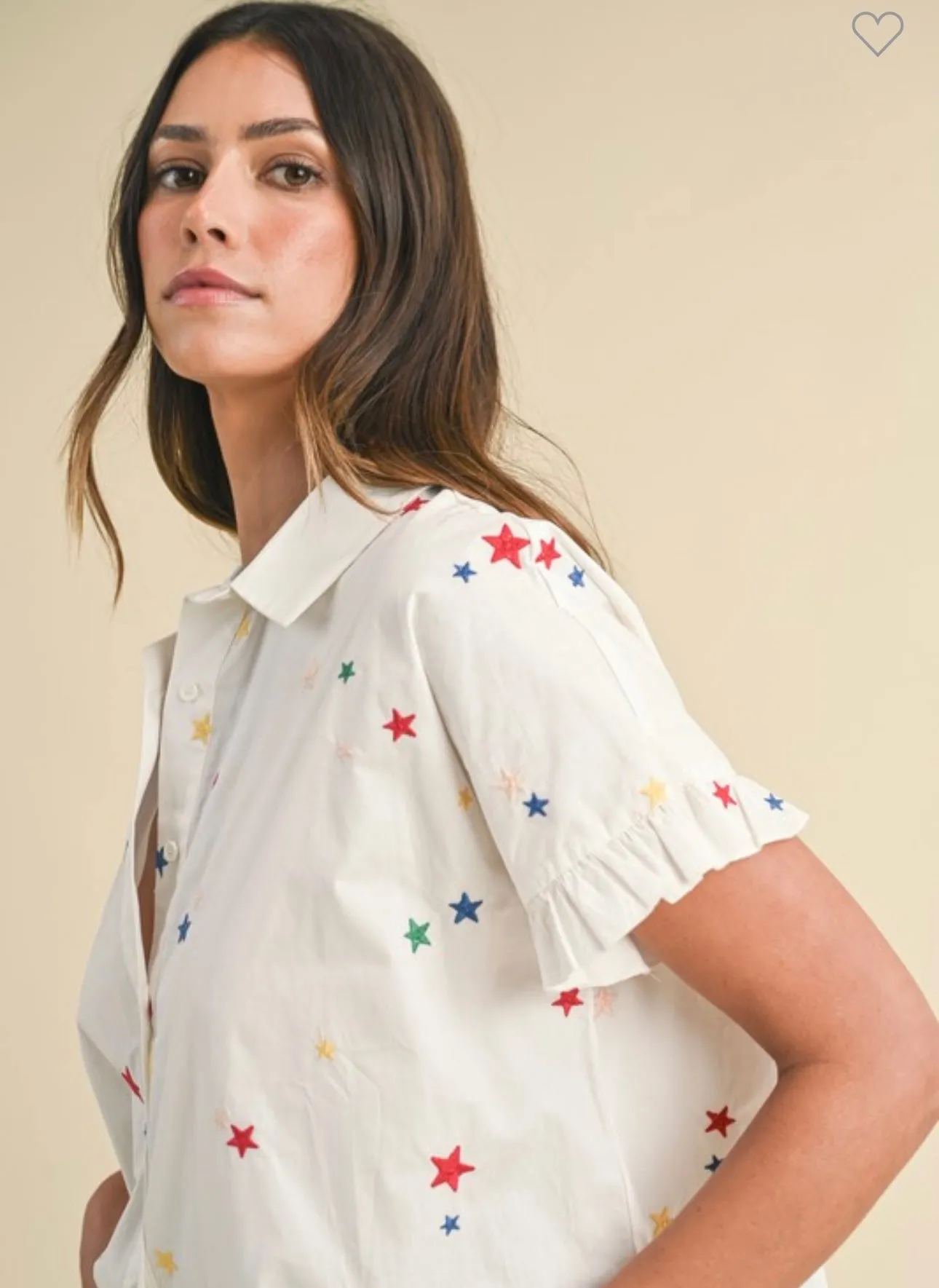 White Multicolor Star Blouse