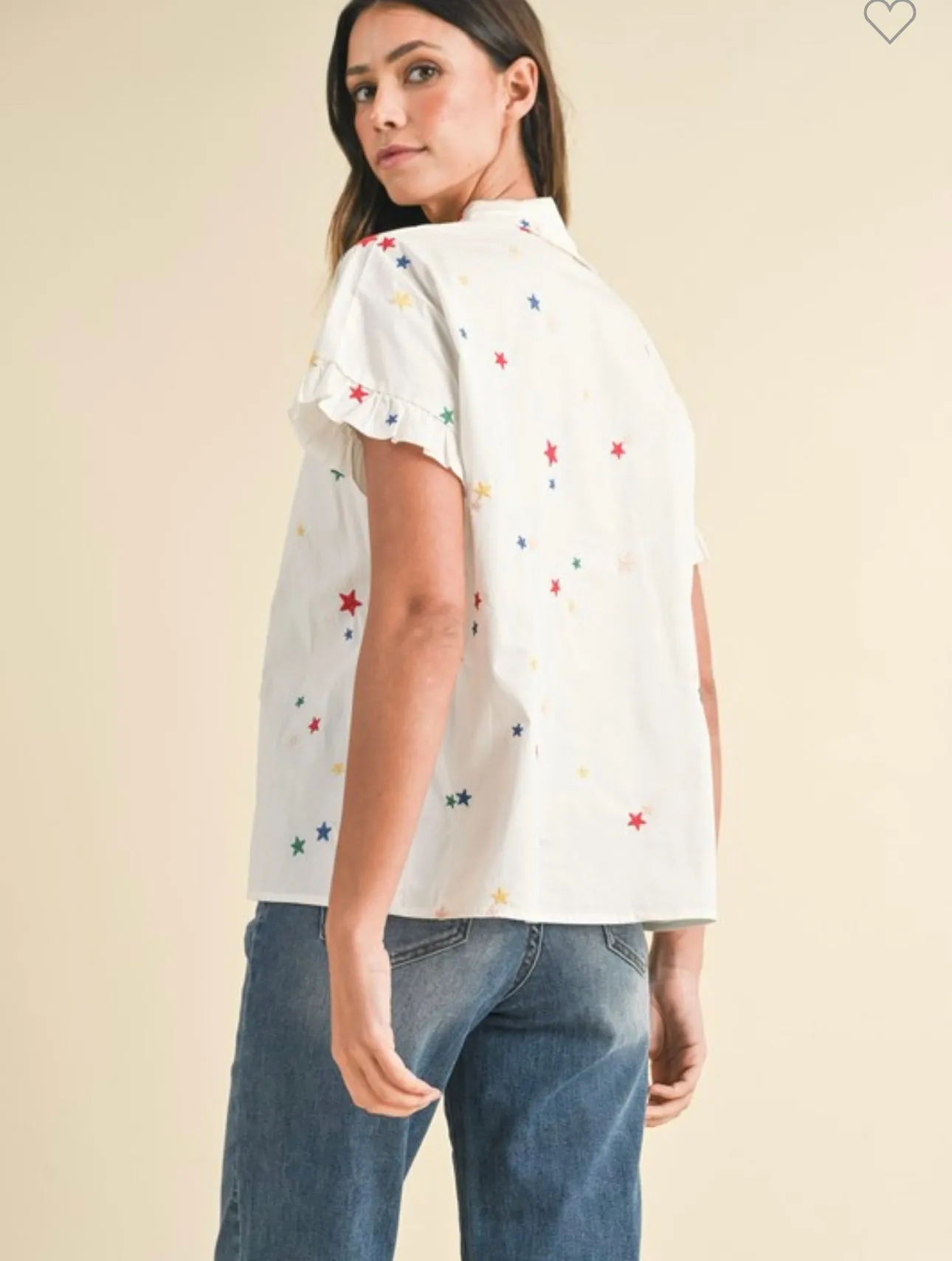 White Multicolor Star Blouse