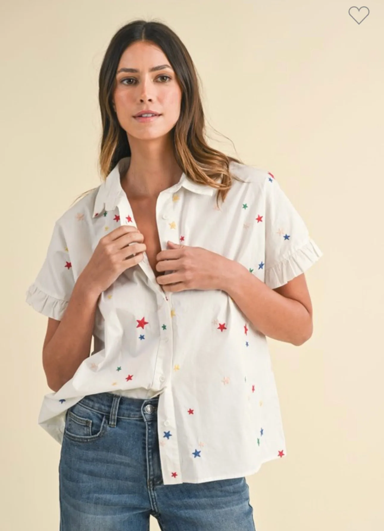 White Multicolor Star Blouse