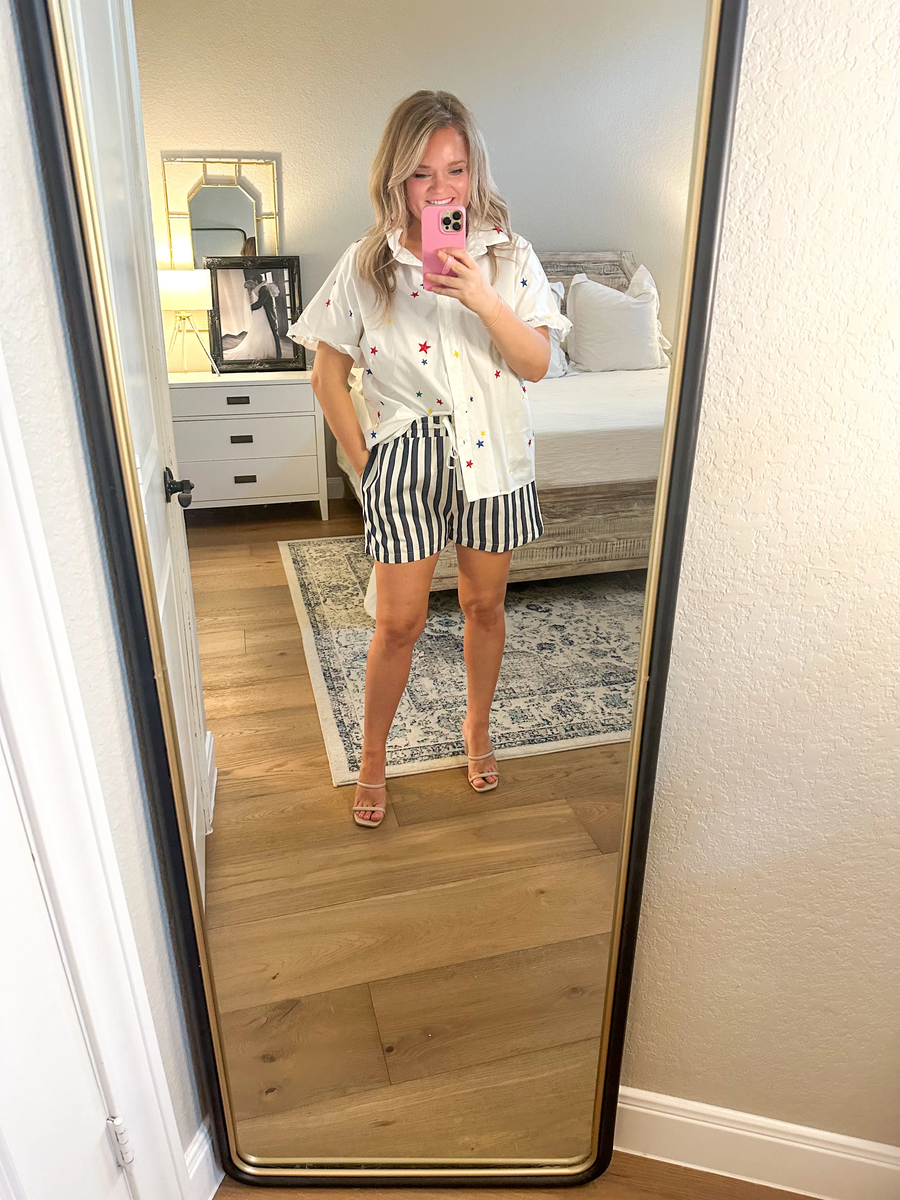 White Multicolor Star Blouse