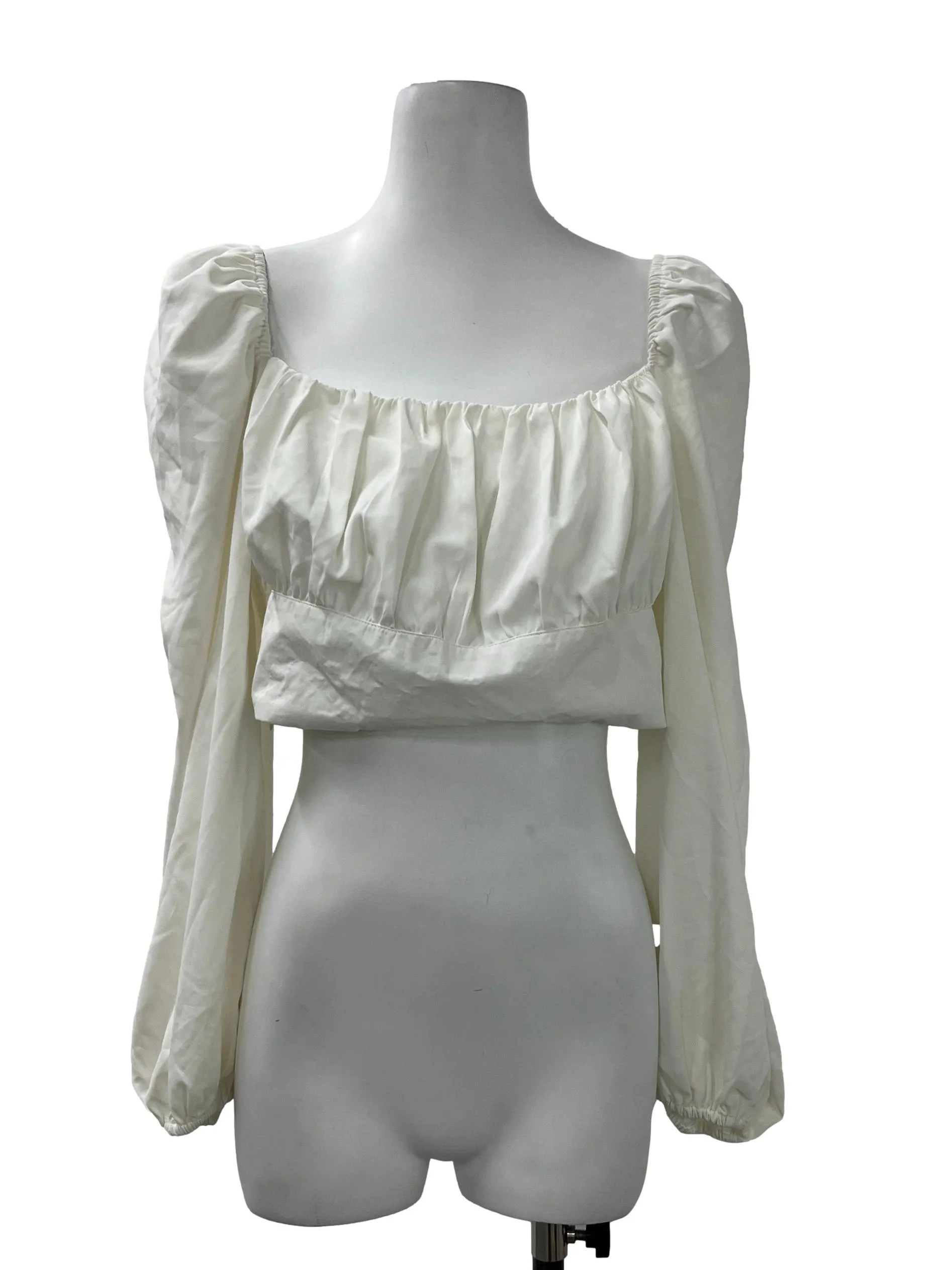 White Off-Shoulder Crop Blouse