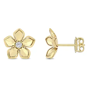 White Sapphire Flower Stud Earrings